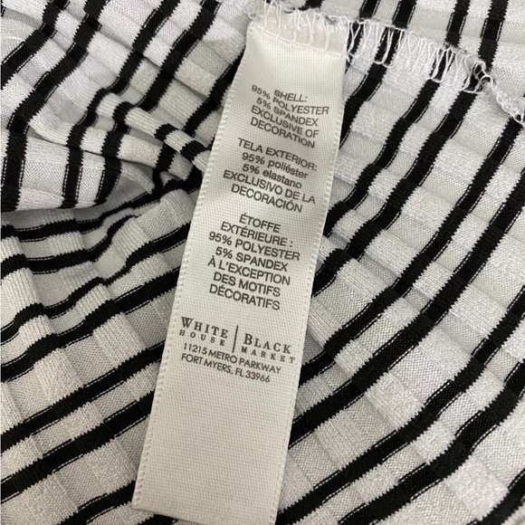 White House Black Market Blouse Size XS Black White Knit Stretch Top WHBM - Picture 5 of 6